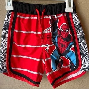 Spider Man Marvel Comics Swim Trunks  3T Mesh Drawstring Elastic Waist Boys
